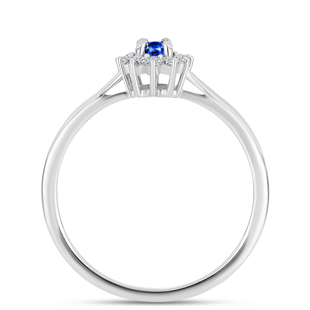 Conjunto de Plata con Zafiro Azul Australiano y Topacio Blanco ( Pendientes +Anillo +Colgante ) 16 