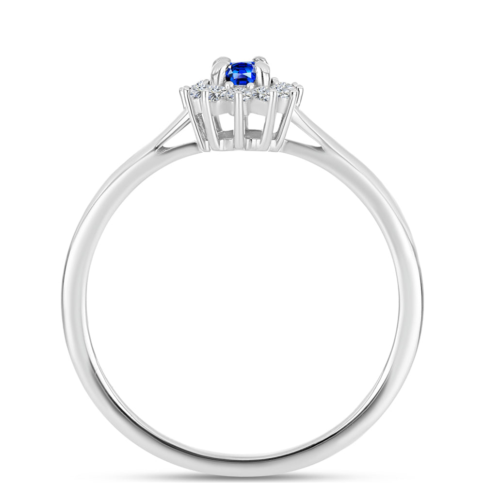 Conjunto de Plata con Zafiro Azul Australiano y Topacio Blanco ( Pendientes +Anillo +Colgante ) 3 
