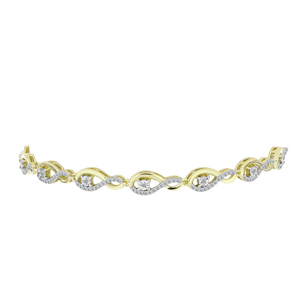 Pulsera de Plata Bañada en Oro con Diamante blanco y Topacio Blanco 1 