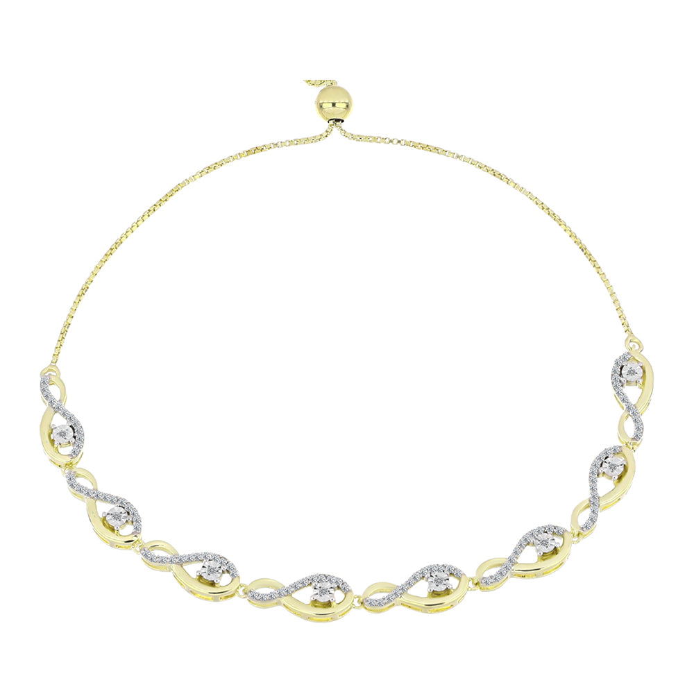 Pulsera de Plata Bañada en Oro con Diamante blanco y Topacio Blanco