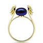 Anillo de Plata Bañada en Oro con Perla Negra de Agua dulce y Topacio Blanco
