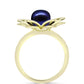 Anillo de Plata Bañada en Oro con Perla Negra de Agua dulce