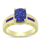 Anillo de Plata Bañada en Oro con Drusa Purpura y Amatista de Marruecos
