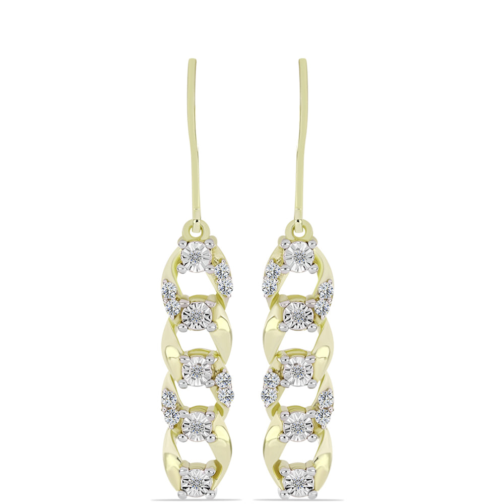 Pendientes de Plata Bañada en Oro con Diamante blanco y Topacio Blanco 1 