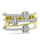 Anillo de Plata Bañada en Oro con Diamante blanco y Topacio Blanco