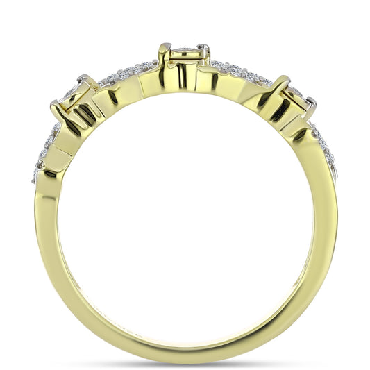 Anillo de Plata Bañada en Oro con Diamante blanco y Topacio Blanco