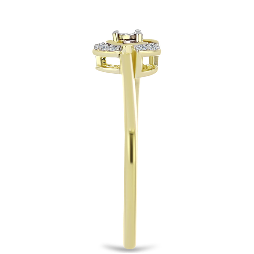 Anillo de Plata Bañada en Oro con Diamante blanco y Topacio Blanco 4 