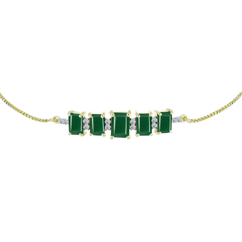 Pulsera de Plata Bañada en Oro con Ágata Verde 1 