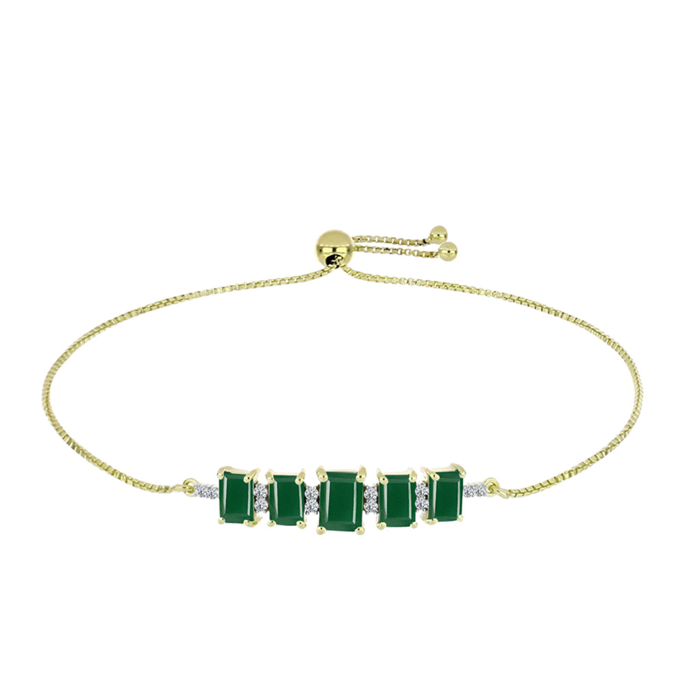 Pulsera de Plata Bañada en Oro con Ágata Verde 2 