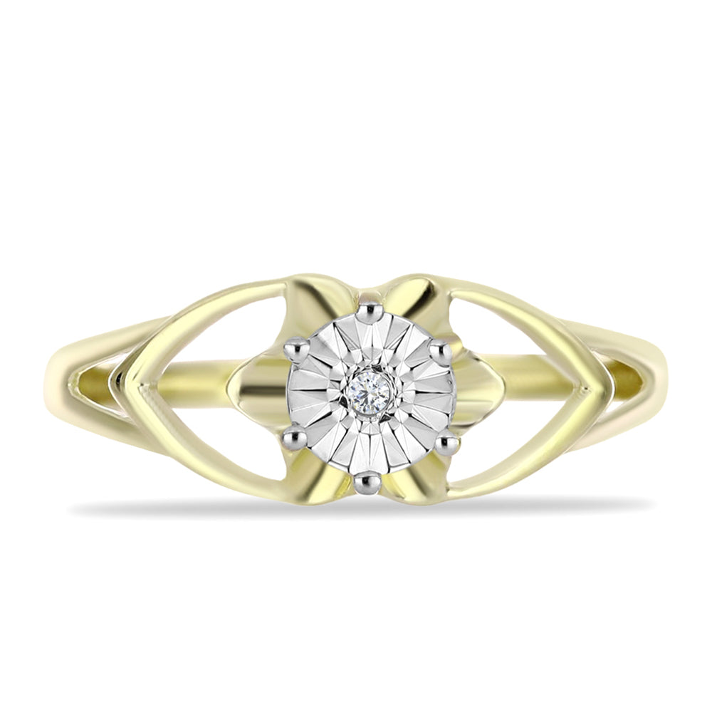Anillo de Plata Bañada en Oro con Diamante blanco