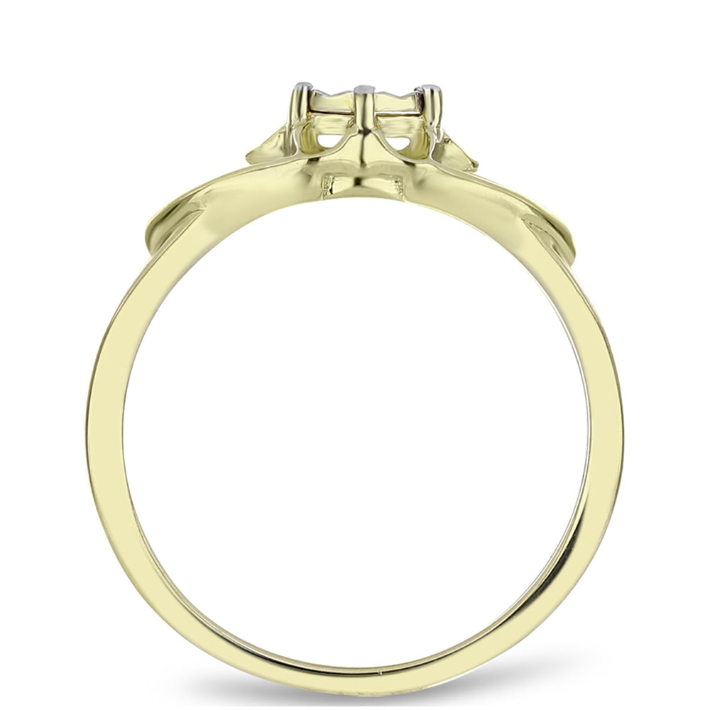 Anillo de Plata Bañada en Oro con Diamante blanco 2 