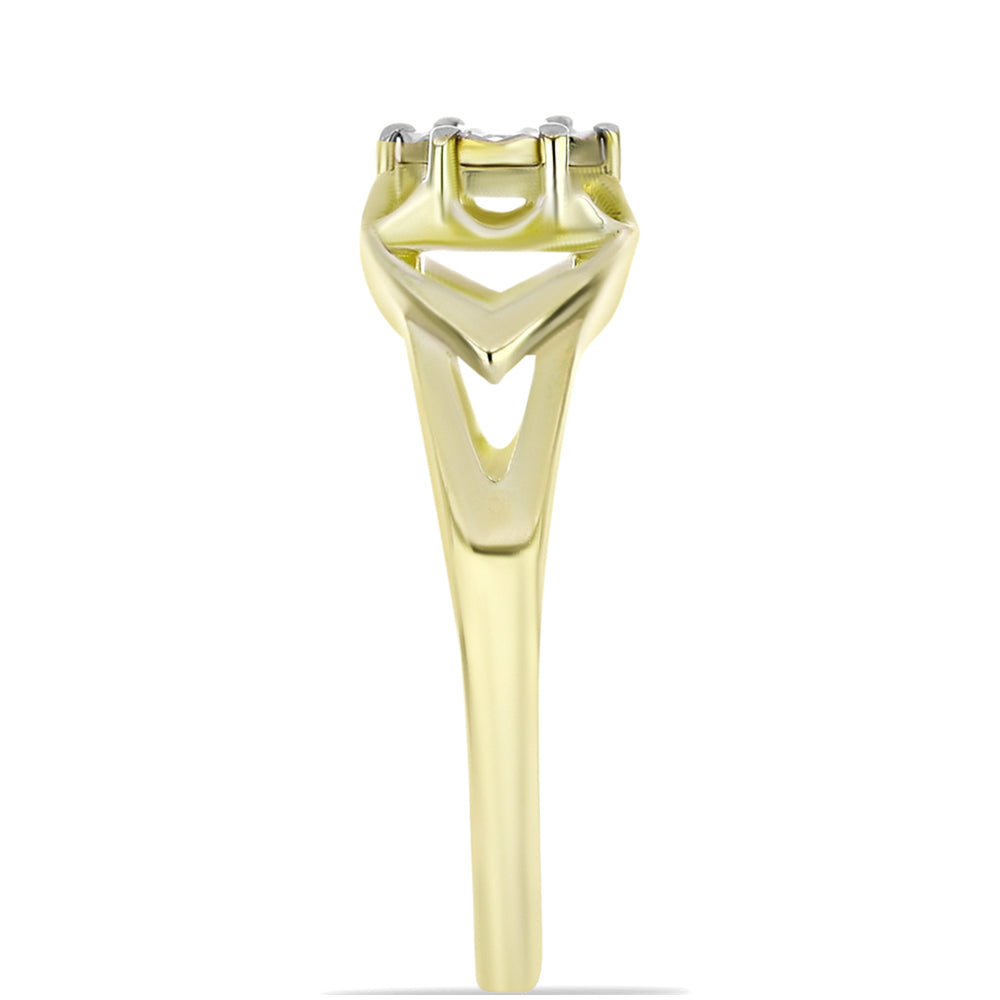 Anillo de Plata Bañada en Oro con Diamante blanco 4 