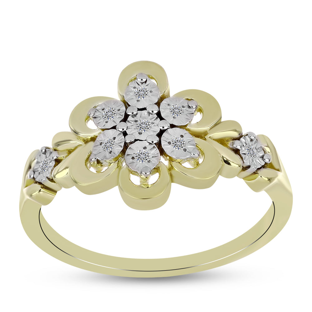 Anillo de Plata Bañada en Oro con Diamante blanco 7 
