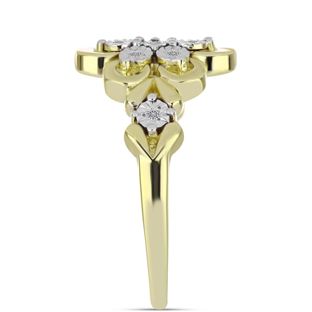 Anillo de Plata Bañada en Oro con Diamante blanco