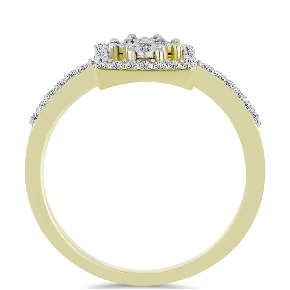 Anillo de Plata Bañada en Oro con Diamante blanco y Topacio Blanco 6 