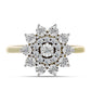Anillo de Plata Bañada en Oro con Diamante blanco y Topacio Blanco