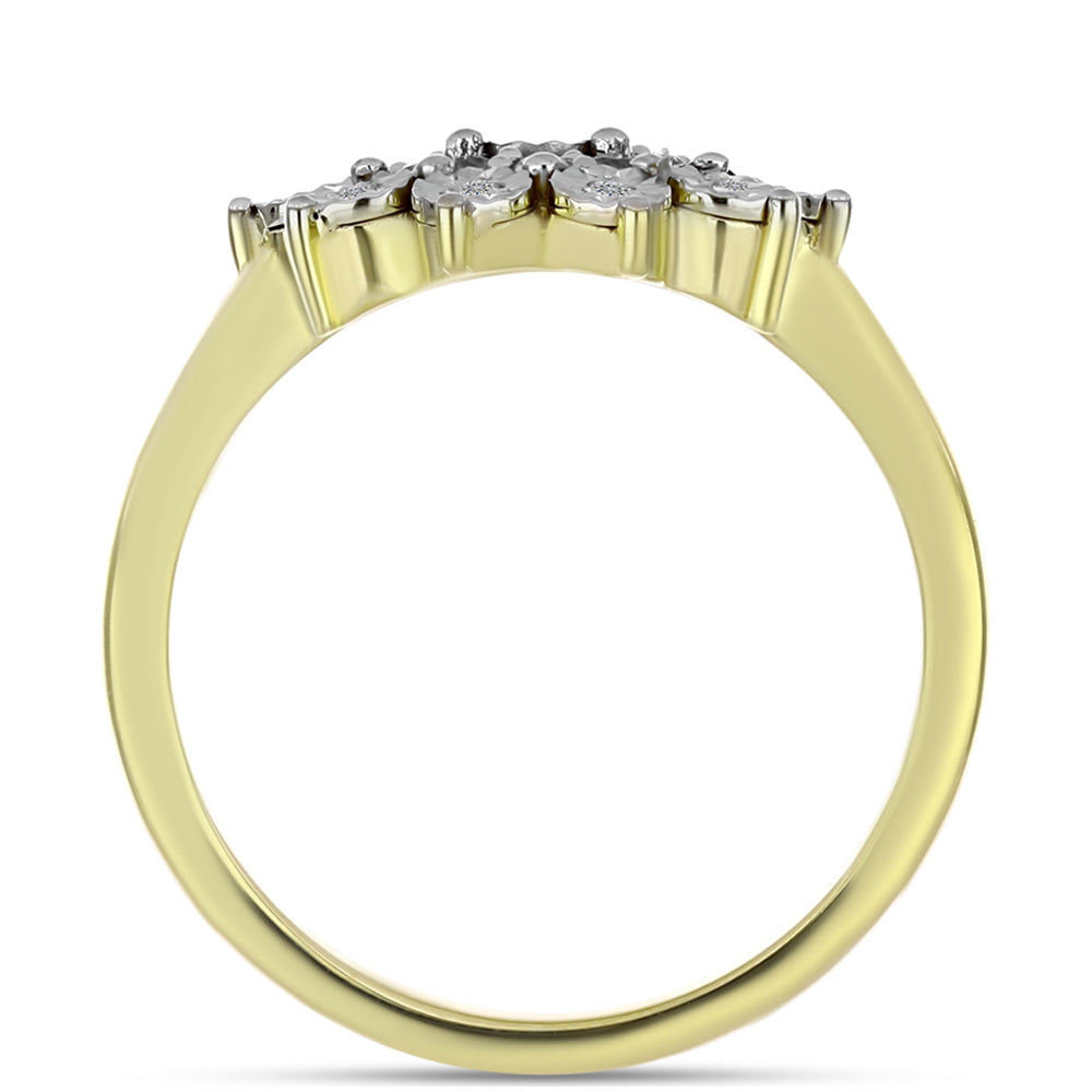 Anillo de Plata Bañada en Oro con Diamante blanco y Topacio Blanco 10 