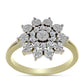 Anillo de Plata Bañada en Oro con Diamante blanco y Topacio Blanco