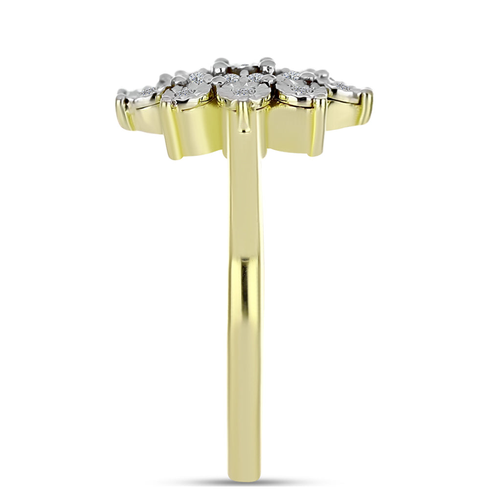 Anillo de Plata Bañada en Oro con Diamante blanco y Topacio Blanco