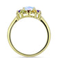 Anillo de Plata Bañada en Oro con Piedra Lunar Arco Iris y Amatista de Marruecos