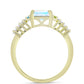 Anillo de Plata Bañada en Oro con Piedra Lunar Arco Iris y Amatista de Marruecos