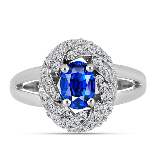Anillo de Plata con Zafiro Azul Australiano y Topacio Blanco