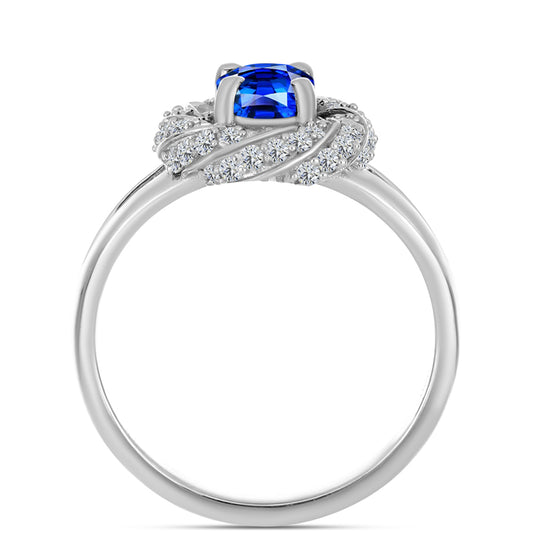 Anillo de Plata con Zafiro Azul Australiano y Topacio Blanco