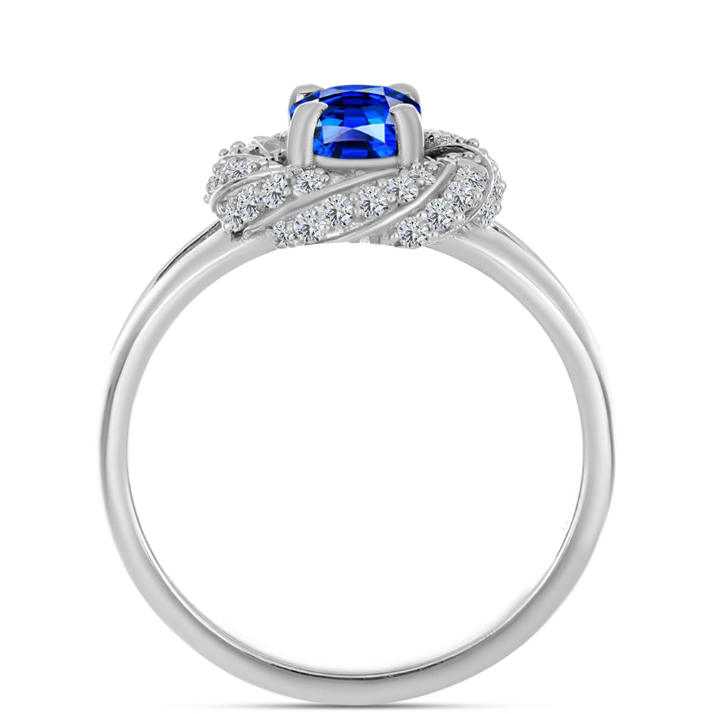 Anillo de Plata con Zafiro Azul Australiano y Topacio Blanco 6 