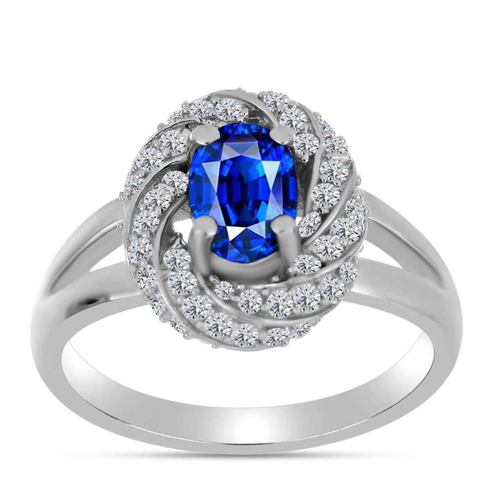Anillo de Plata con Zafiro Azul Australiano y Topacio Blanco