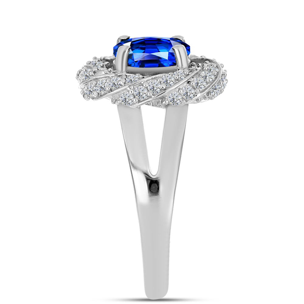 Anillo de Plata con Zafiro Azul Australiano y Topacio Blanco