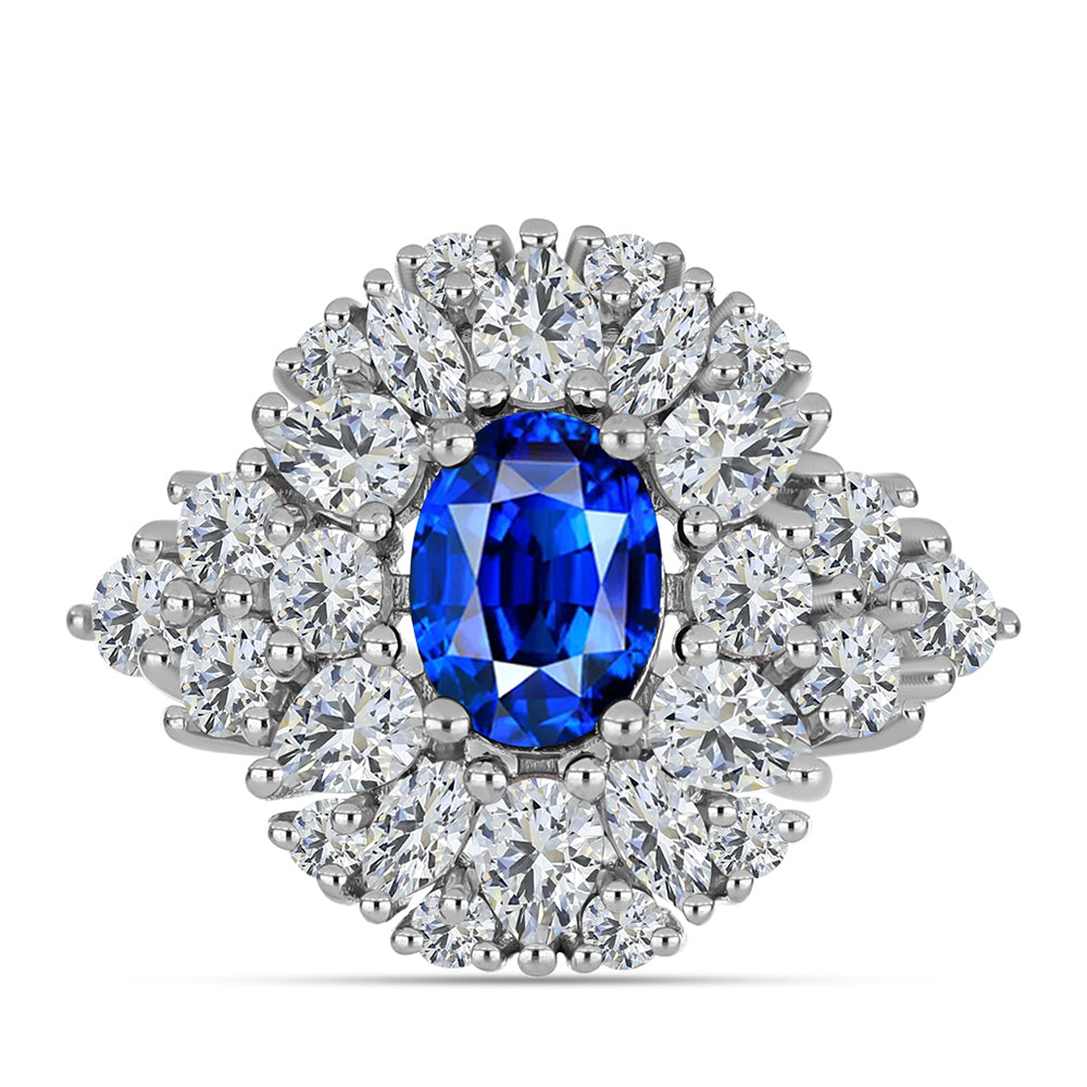 Anillo de Plata con Zafiro Azul Australiano y Topacio Blanco 1 
