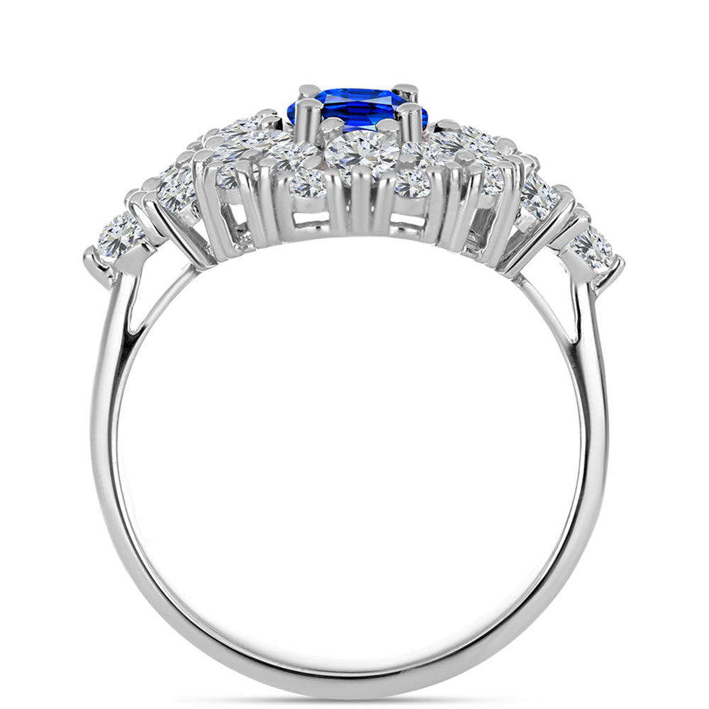 Anillo de Plata con Zafiro Azul Australiano y Topacio Blanco 2 