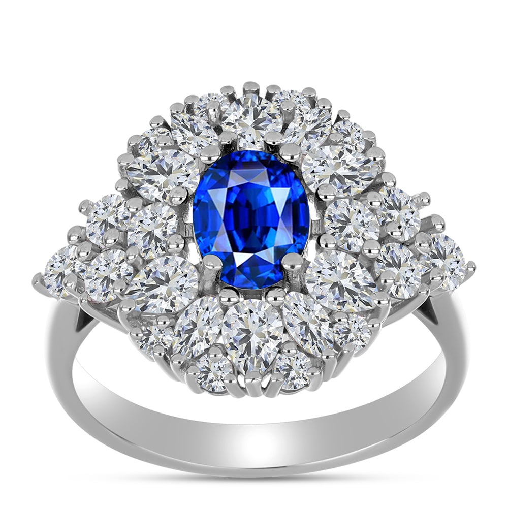 Anillo de Plata con Zafiro Azul Australiano y Topacio Blanco 7 