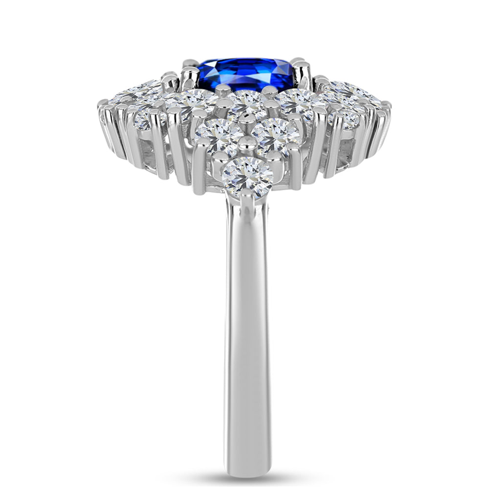 Anillo de Plata con Zafiro Azul Australiano y Topacio Blanco