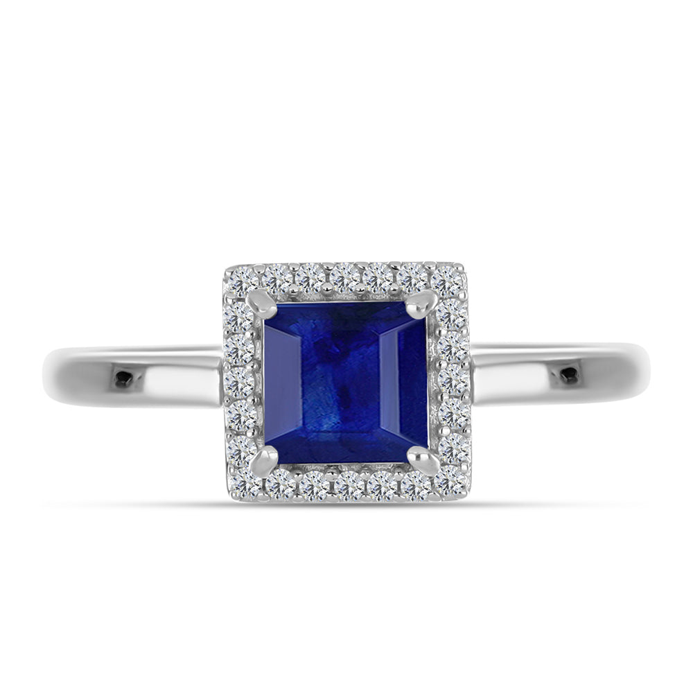Anillo de Plata con Zafiro Azul Australiano y Topacio Blanco