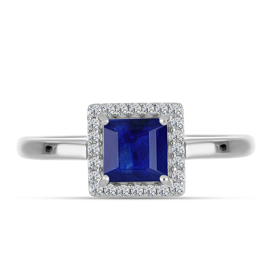 Anillo de Plata con Zafiro Azul Australiano y Topacio Blanco