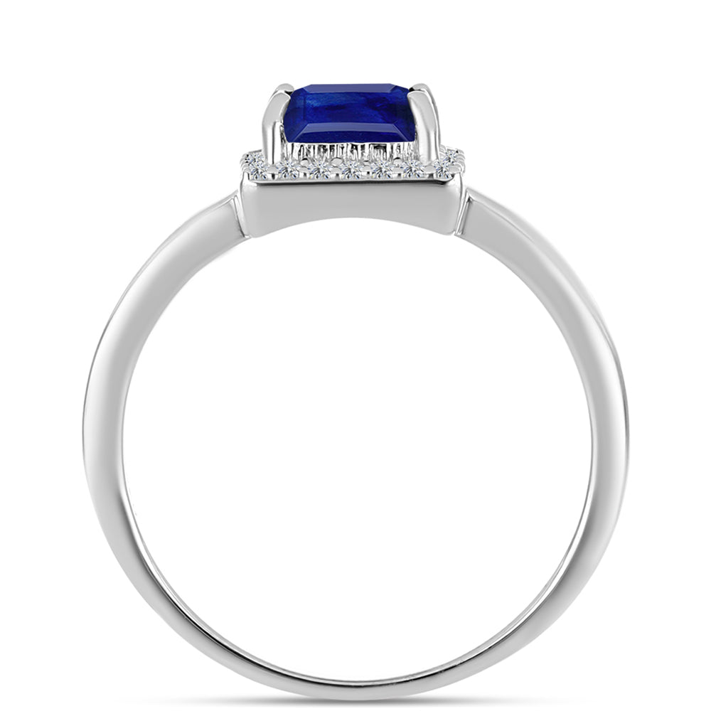 Anillo de Plata con Zafiro Azul Australiano y Topacio Blanco 2 