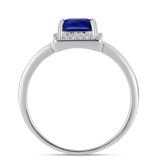 Anillo de Plata con Zafiro Azul Australiano y Topacio Blanco