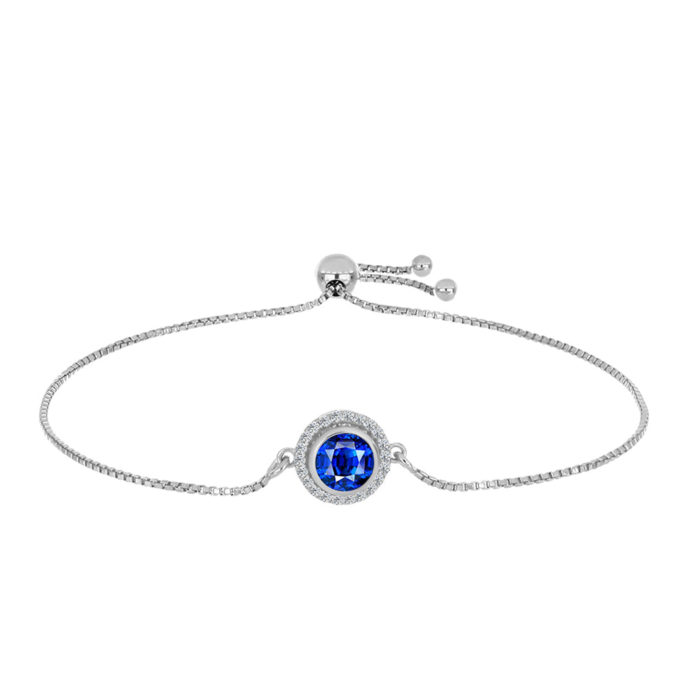 Pulsera de Plata con Zafiro Azul Australiano y Topacio Blanco 4 