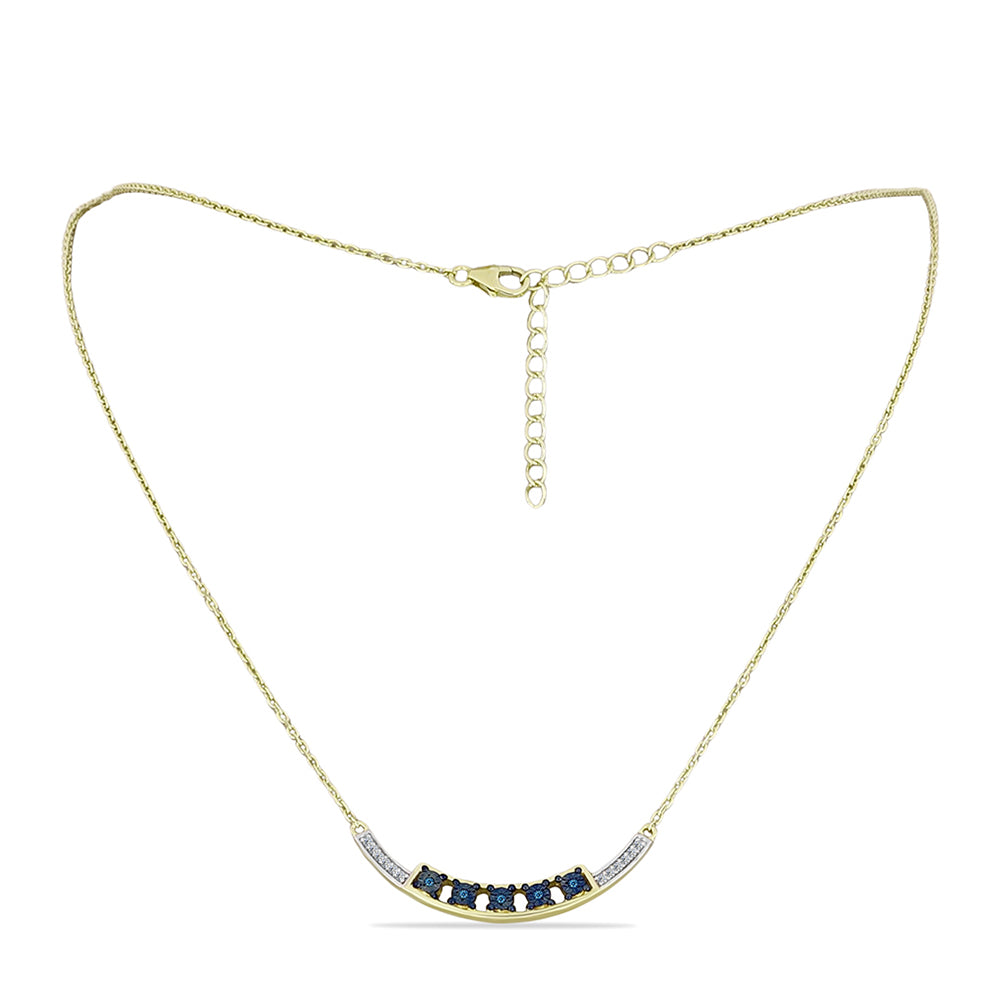 Collar de Plata Bañada en Oro con Diamante Azul y Topacio Blanco