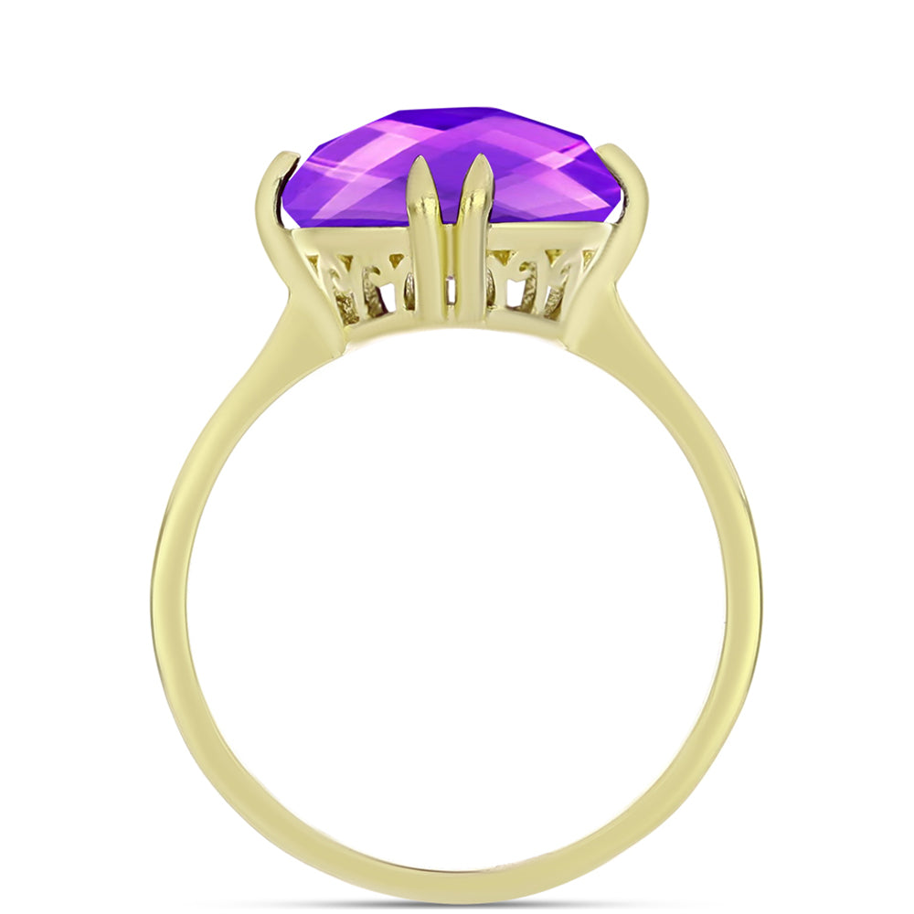 Anillo de Plata Bañada en Oro con Ágata Púrpura 2 