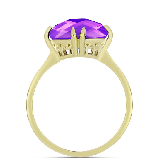 Anillo de Plata Bañada en Oro con Ágata Púrpura