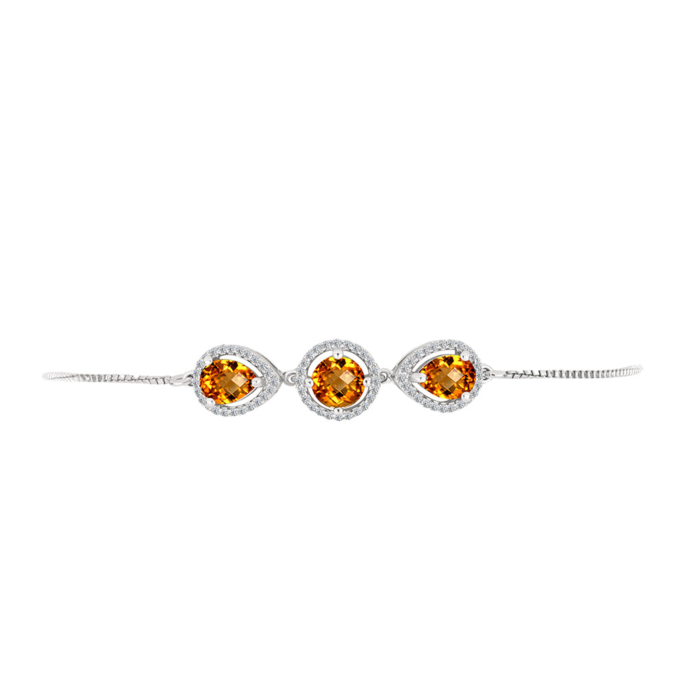 Pulsera de Plata con Citrino de Madeira y Topacio Blanco 2 