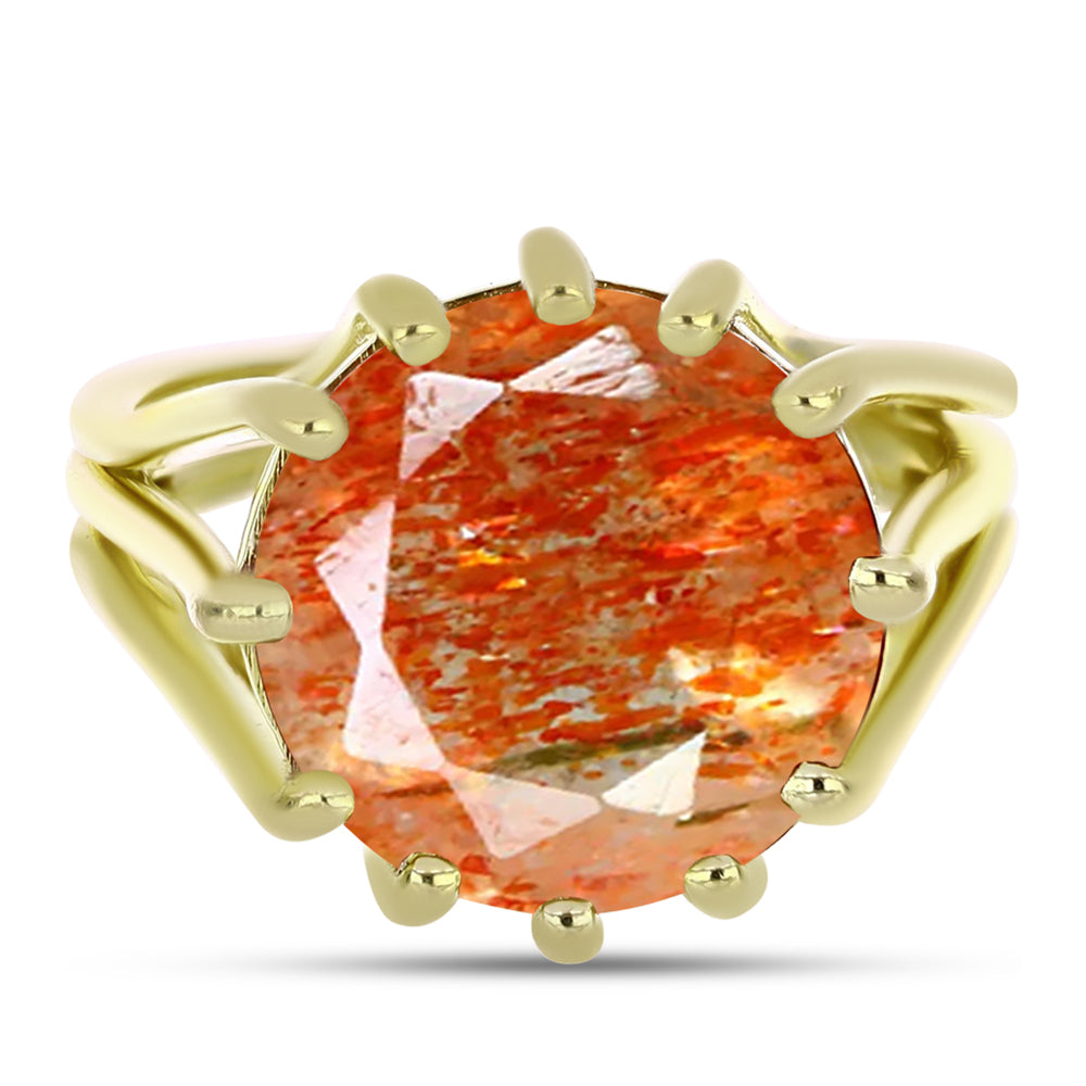 Anillo de Plata Bañada en Oro con Piedra Solar de Oregon 1 