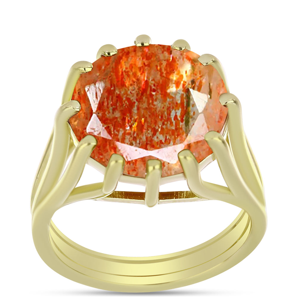 Anillo de Plata Bañada en Oro con Piedra Solar de Oregon 7 