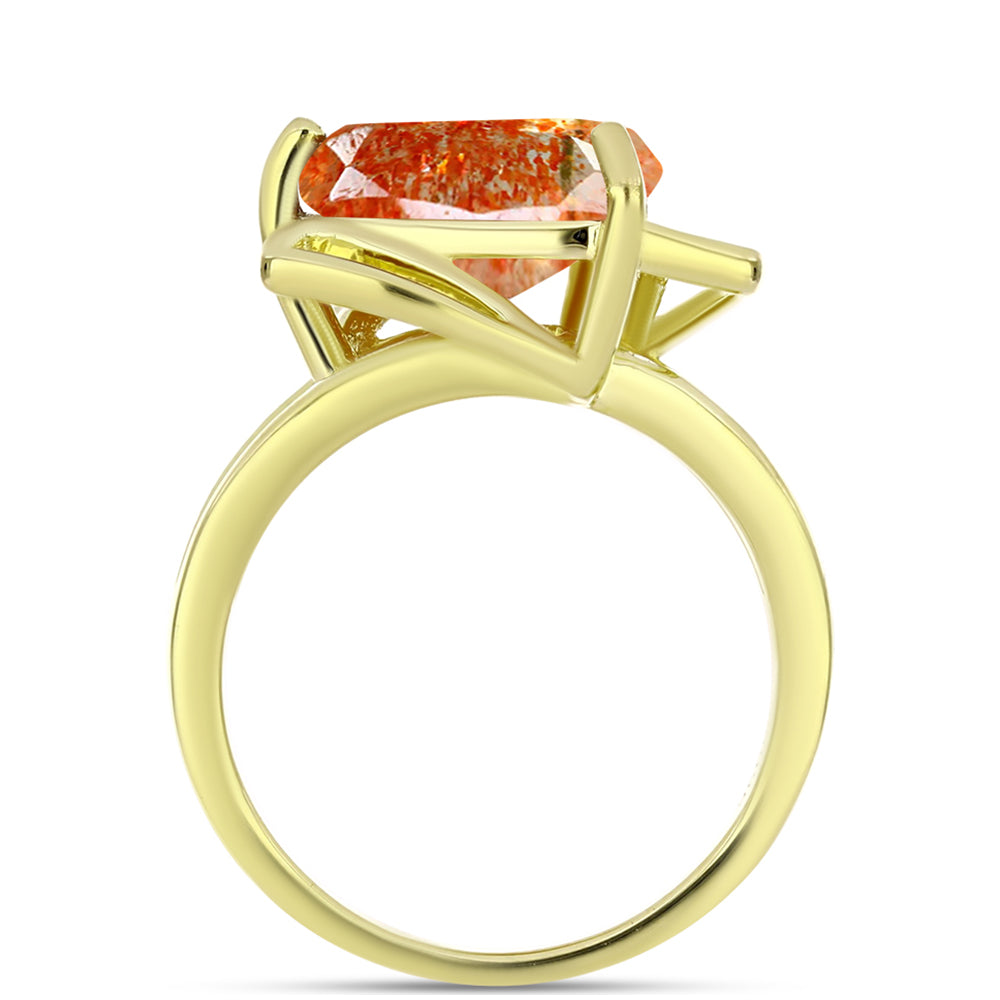 Anillo de Plata Bañada en Oro con Piedra Solar de Oregon 2 