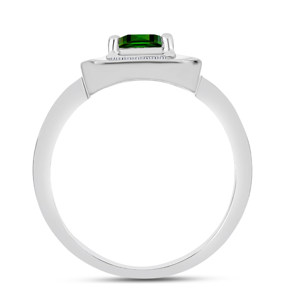 Anillo de Plata con Diópsido de Cromo y Zircón Blanco 2 