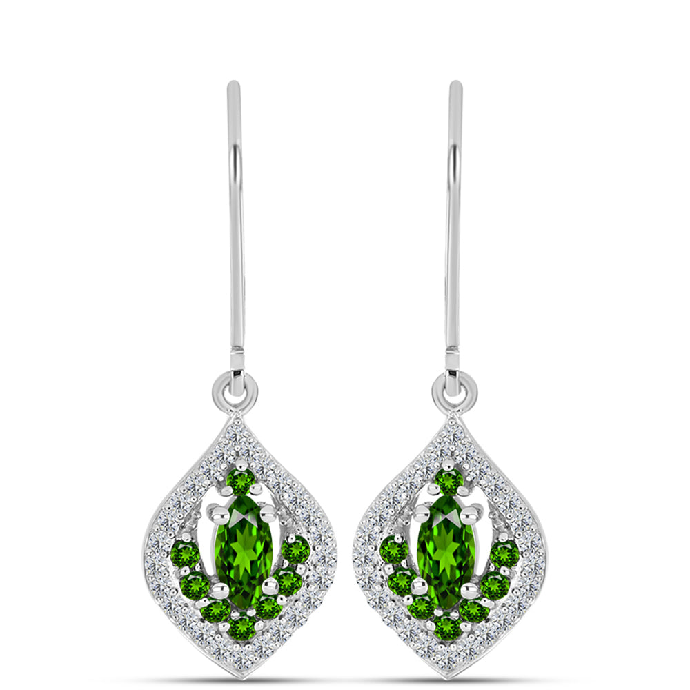 Pendientes de Plata con Diópsido de Cromo y Topacio Blanco 1 