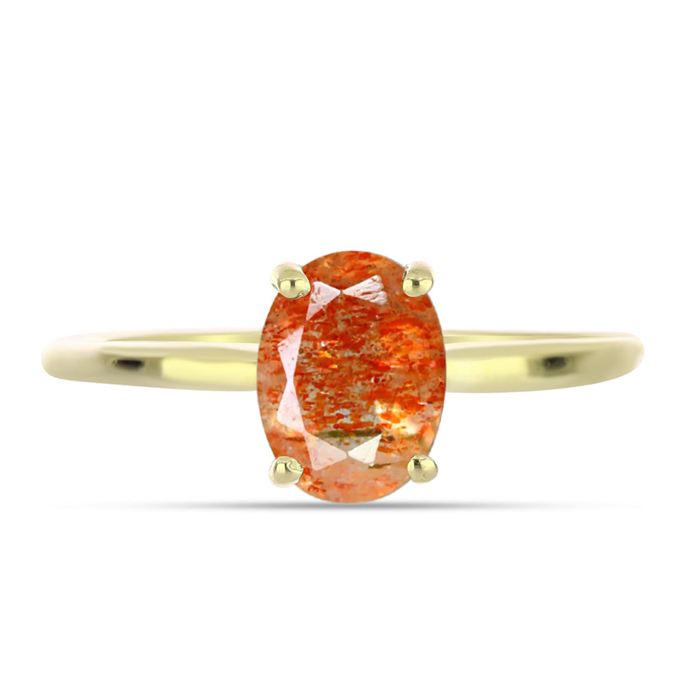 Anillo de Plata Bañada en Oro con Piedra Solar de Oregon 1 