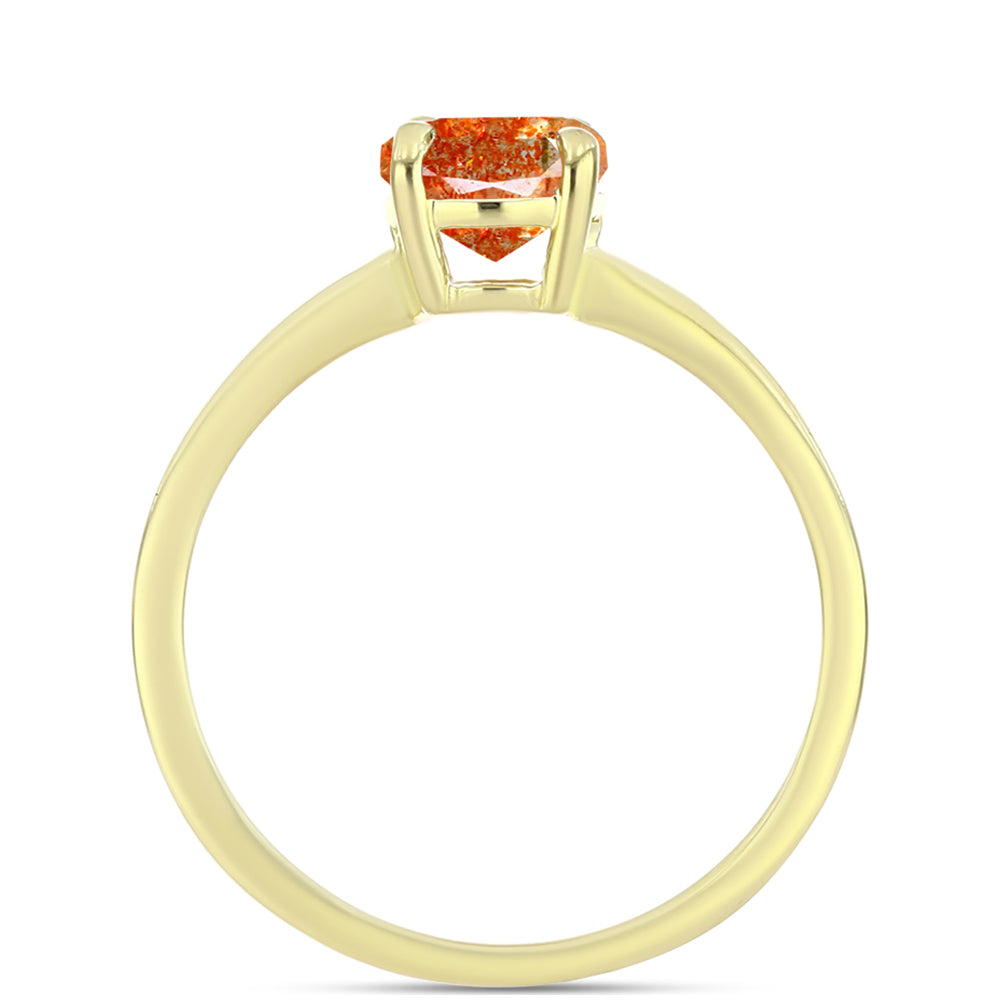 Anillo de Plata Bañada en Oro con Piedra Solar de Oregon